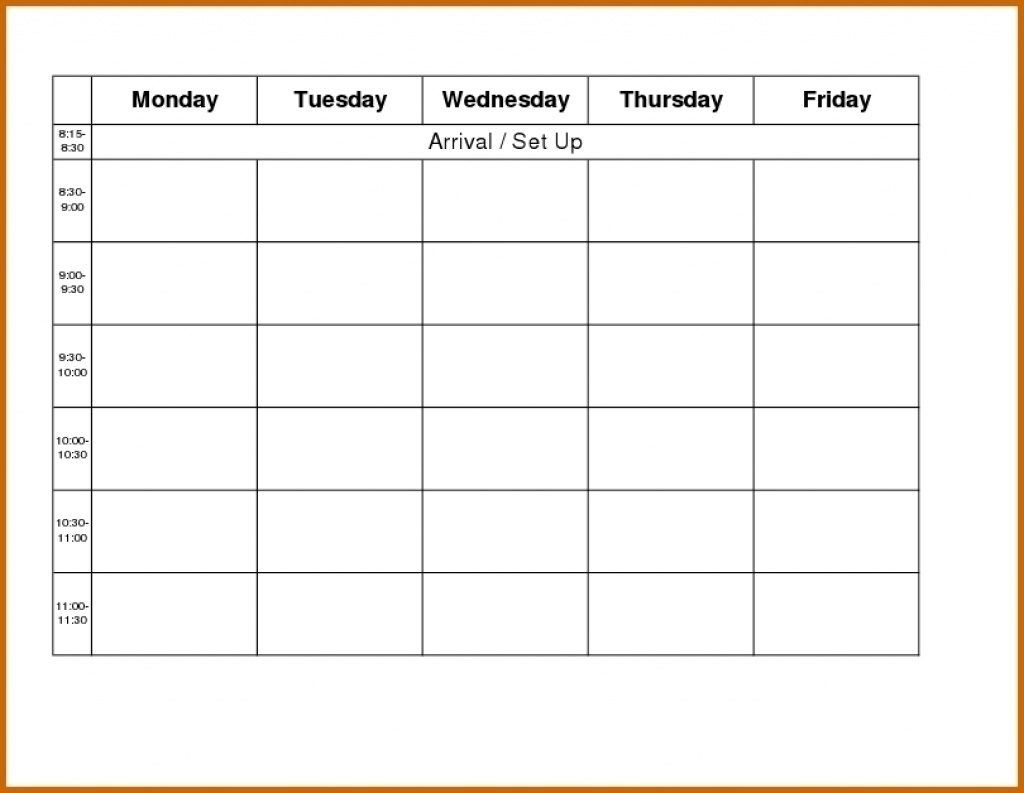 Printable Weekly R Monday Through Friday Template Blank Free