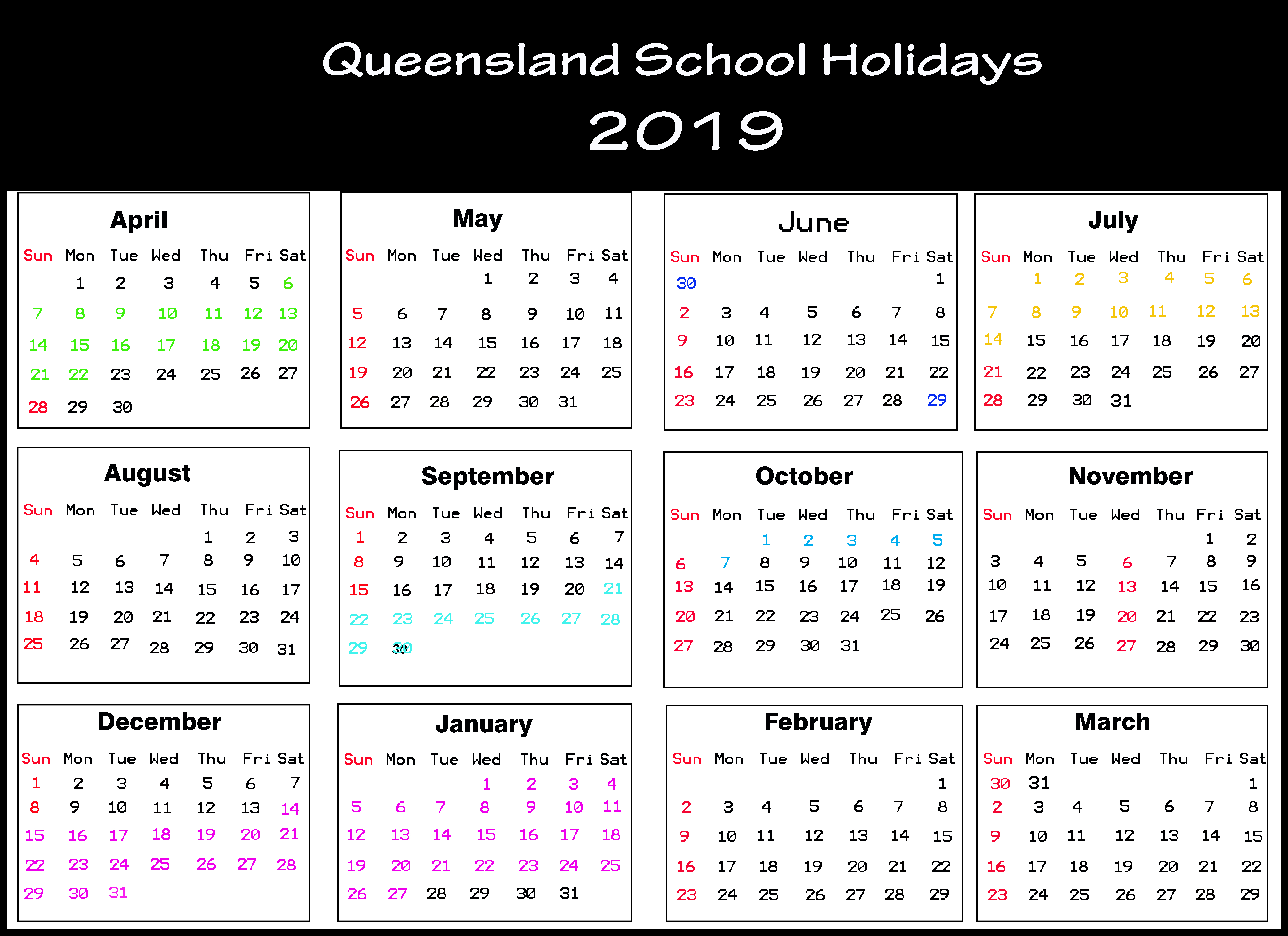 2020 School Calendar Qld Printable Example Calendar Printable