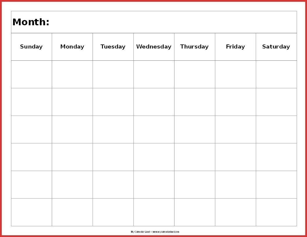 Blank 6 Week Calendar Template Example Calendar Printable