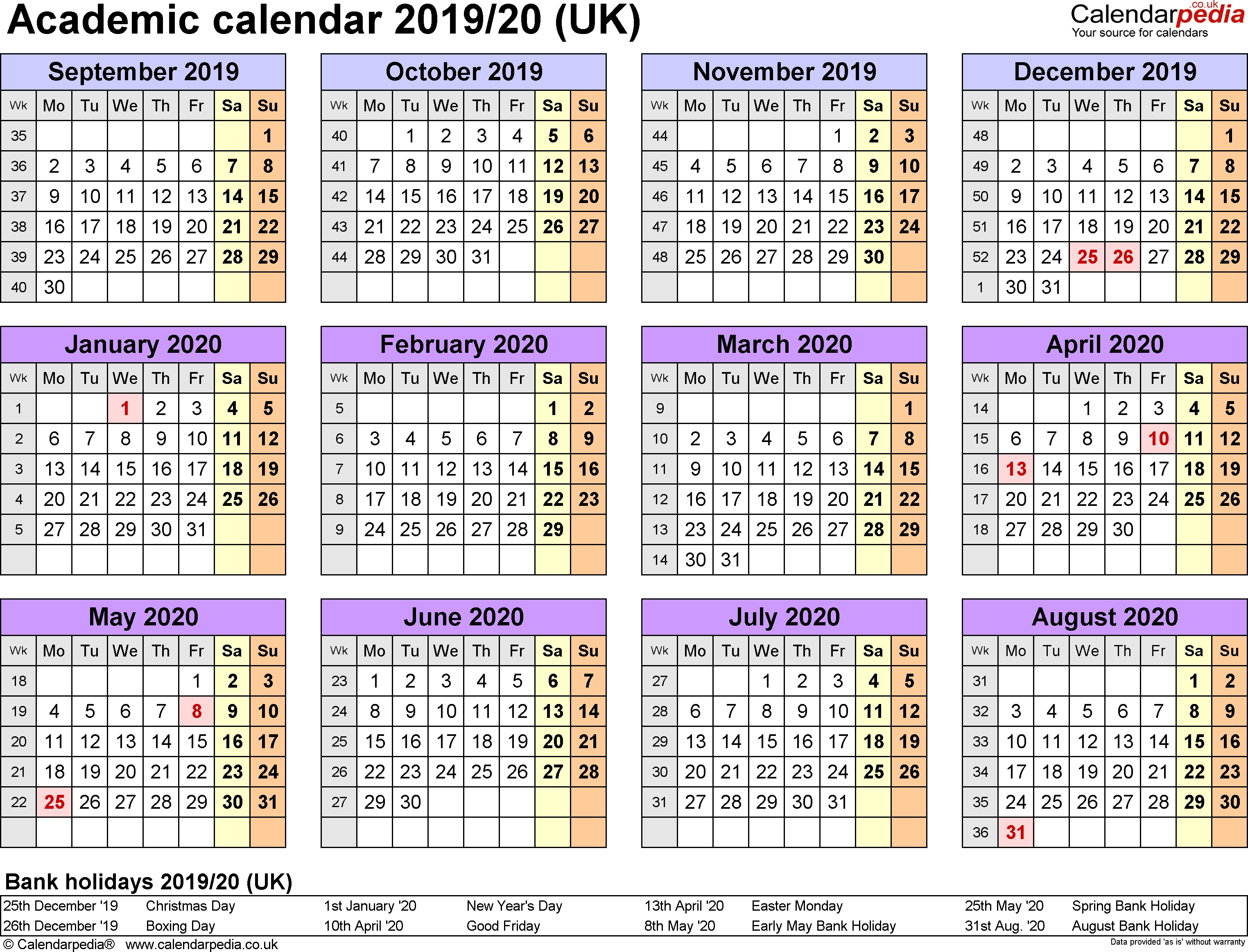 School Calendar Blank 2020/20 | Monthly Printable Calender