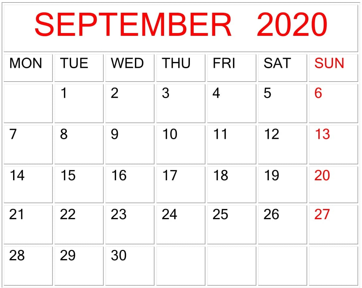 Google Calendar September 2020 Template | Example Calendar Printable