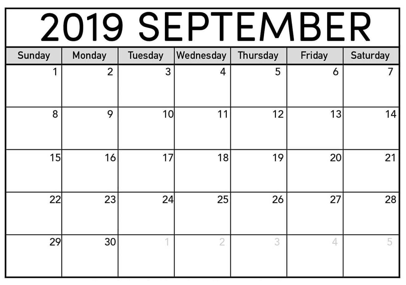 September Calendar 2019 Printable Sheet - Latest Printable