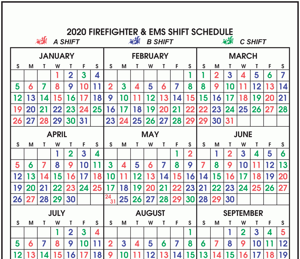 Printable Firefighter Shift Calender Example Calendar Printable