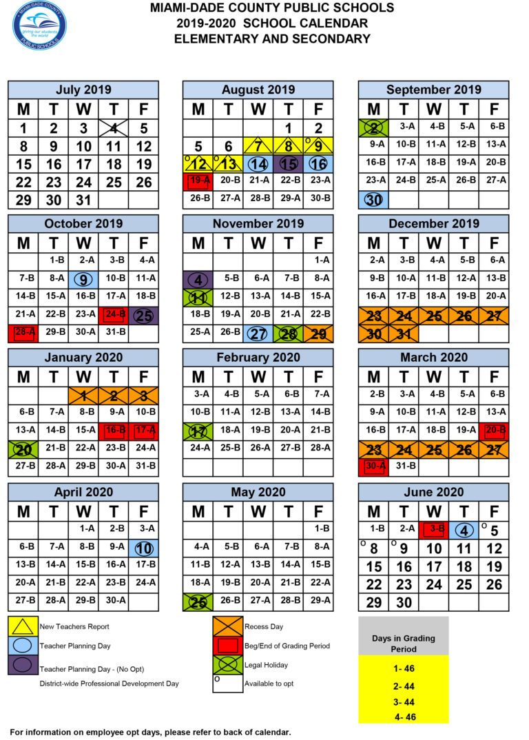 2020 And 2020 Miami Dade School Calendar Printable | Example Calendar