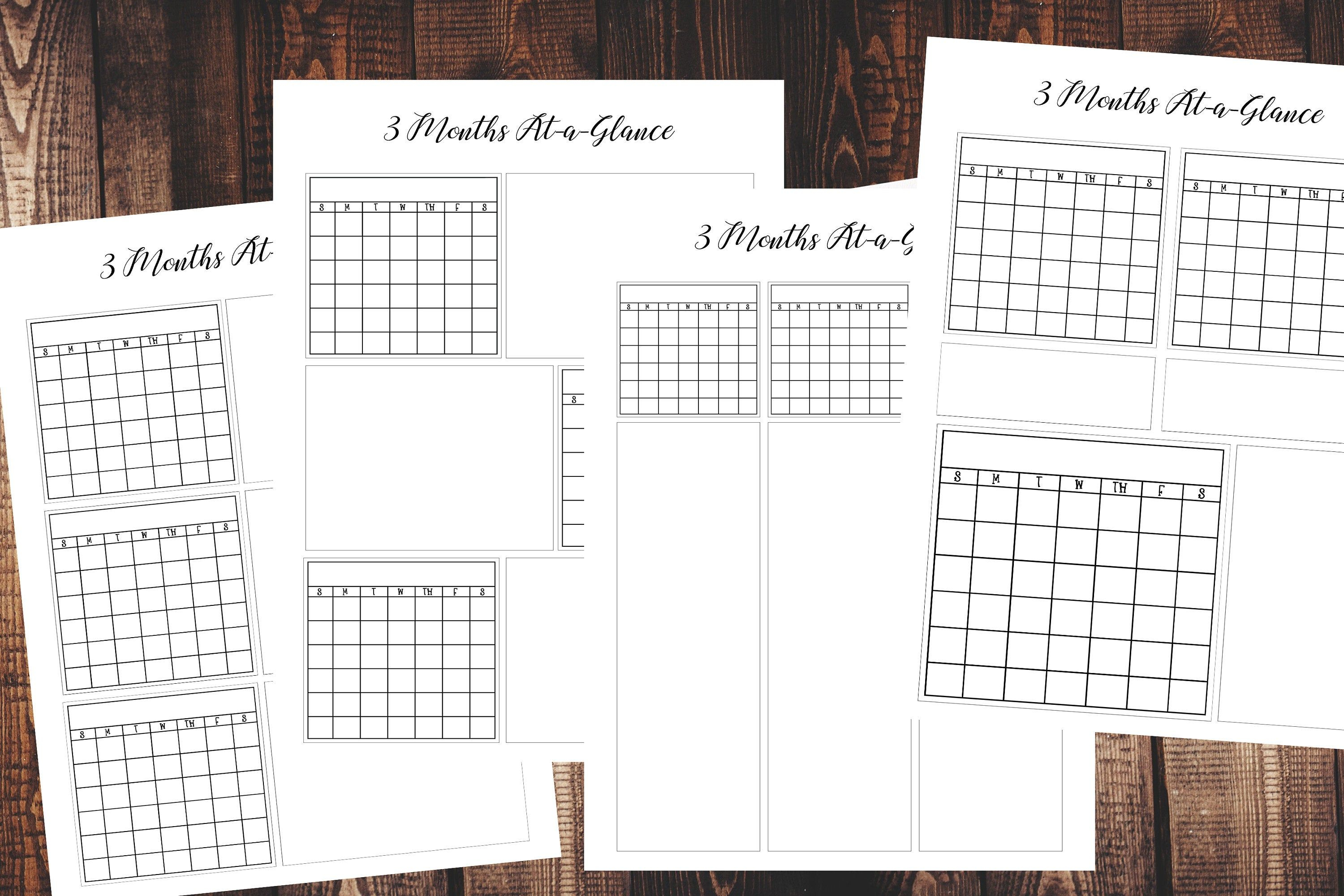 Three Month At A Glance Printable Calendar