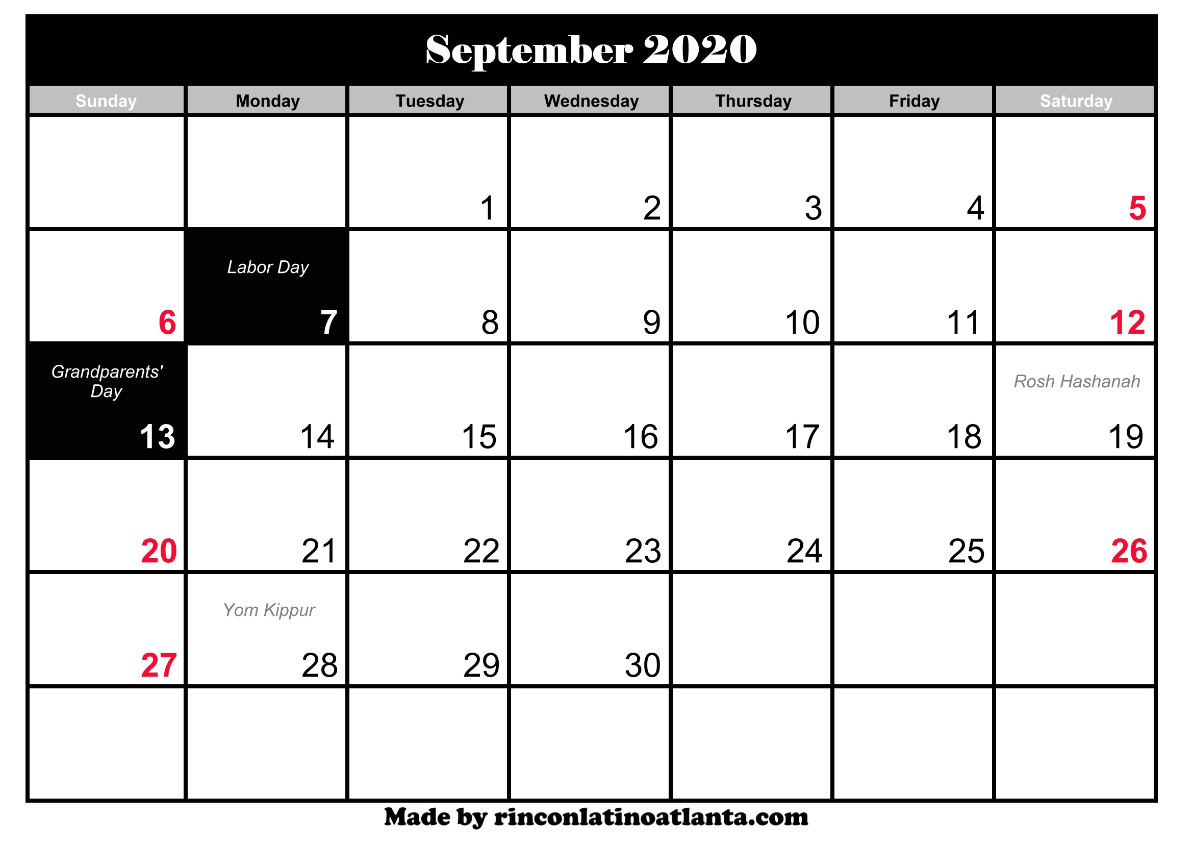 Top 2020 Calendar With Holidays - Katsuri