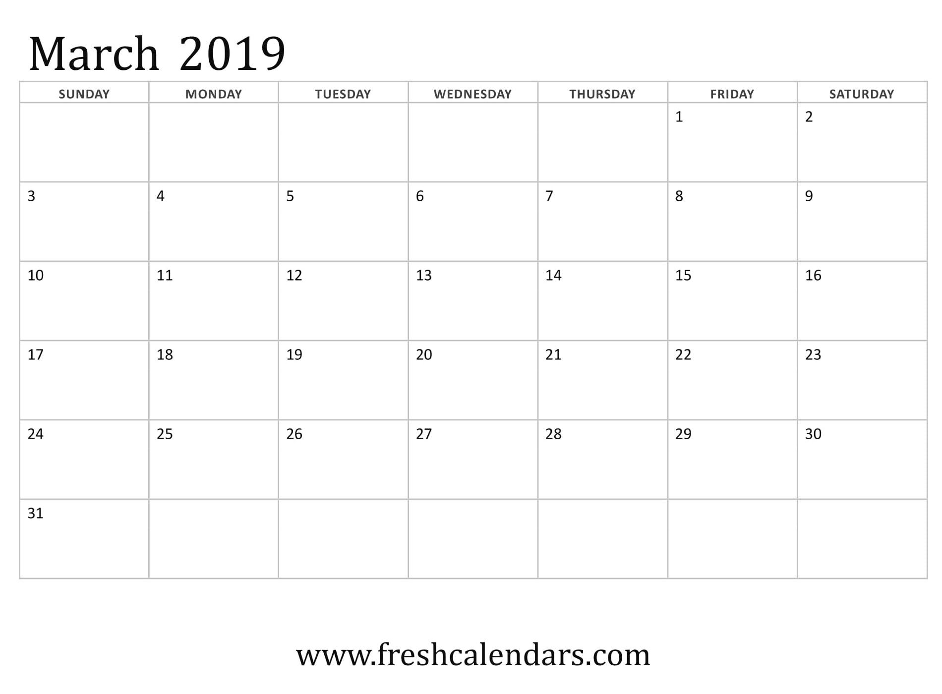 Vertex March Calendar 2019 Printable | Calendar 2019