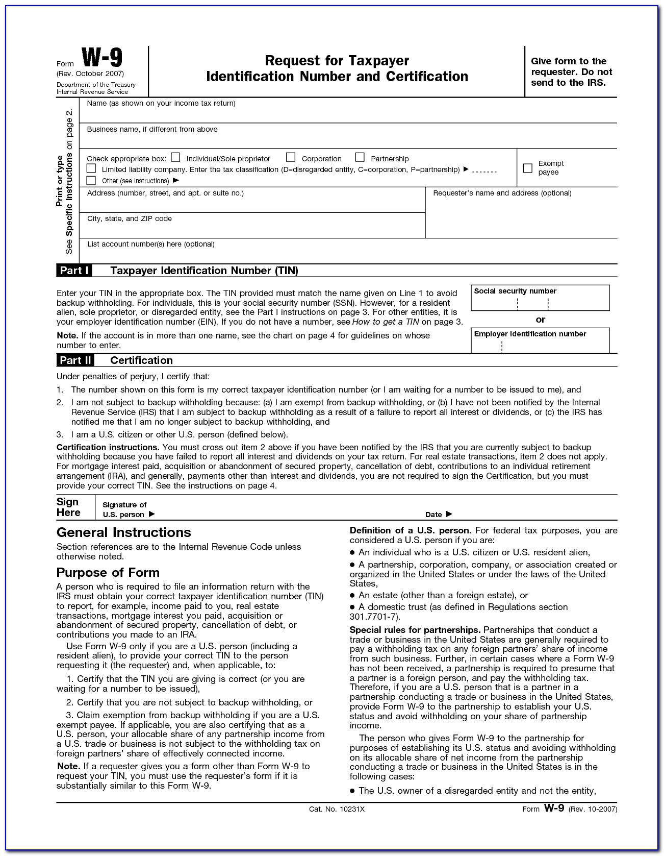 W 9 Fillable Form Free - Form : Resume Examples #r35Xvpkk1N