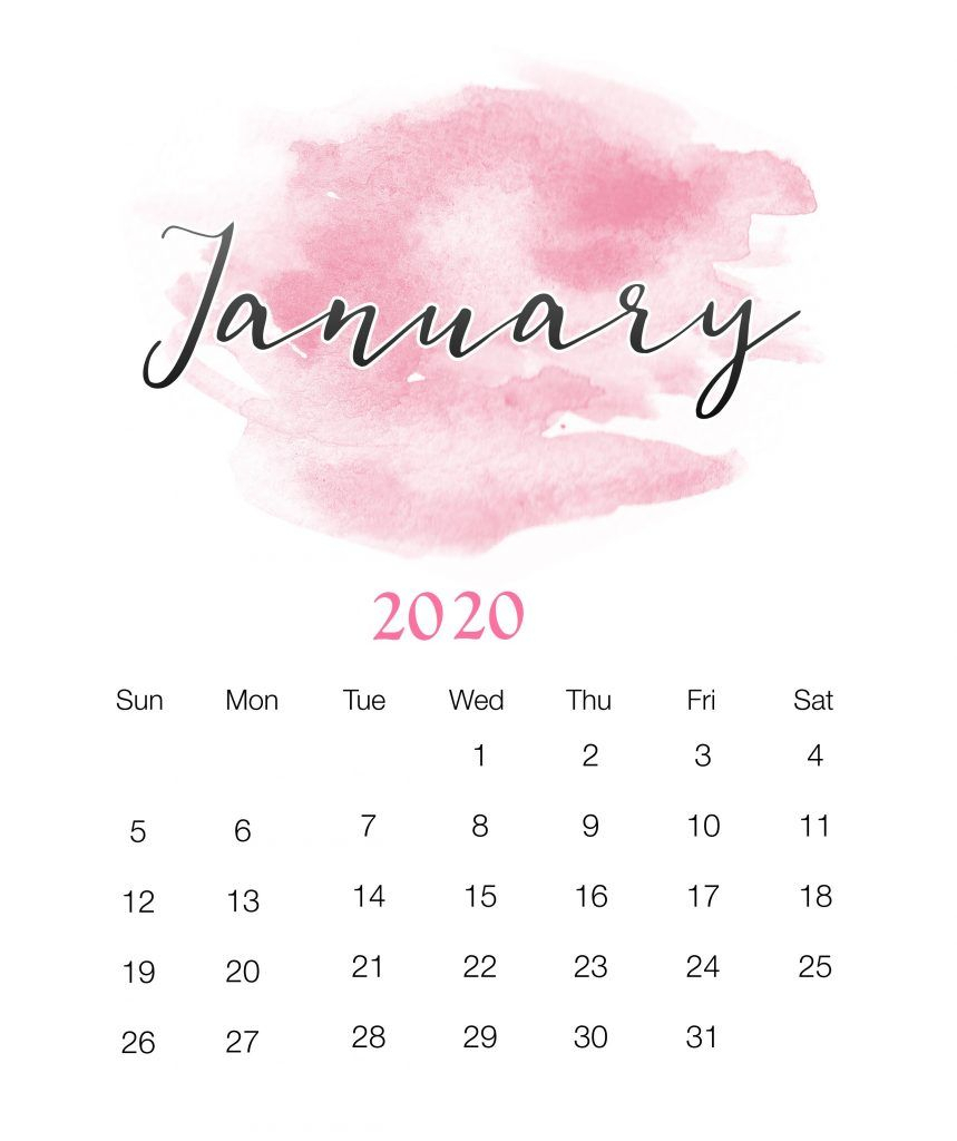 Watercolor January 2020 Wall Calendar | Печатные Календари