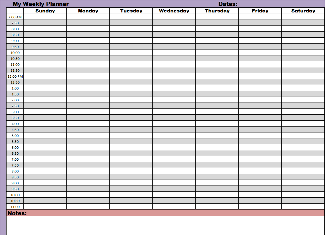 Weekly/hourly Time Management Sheet | Weekly Planner