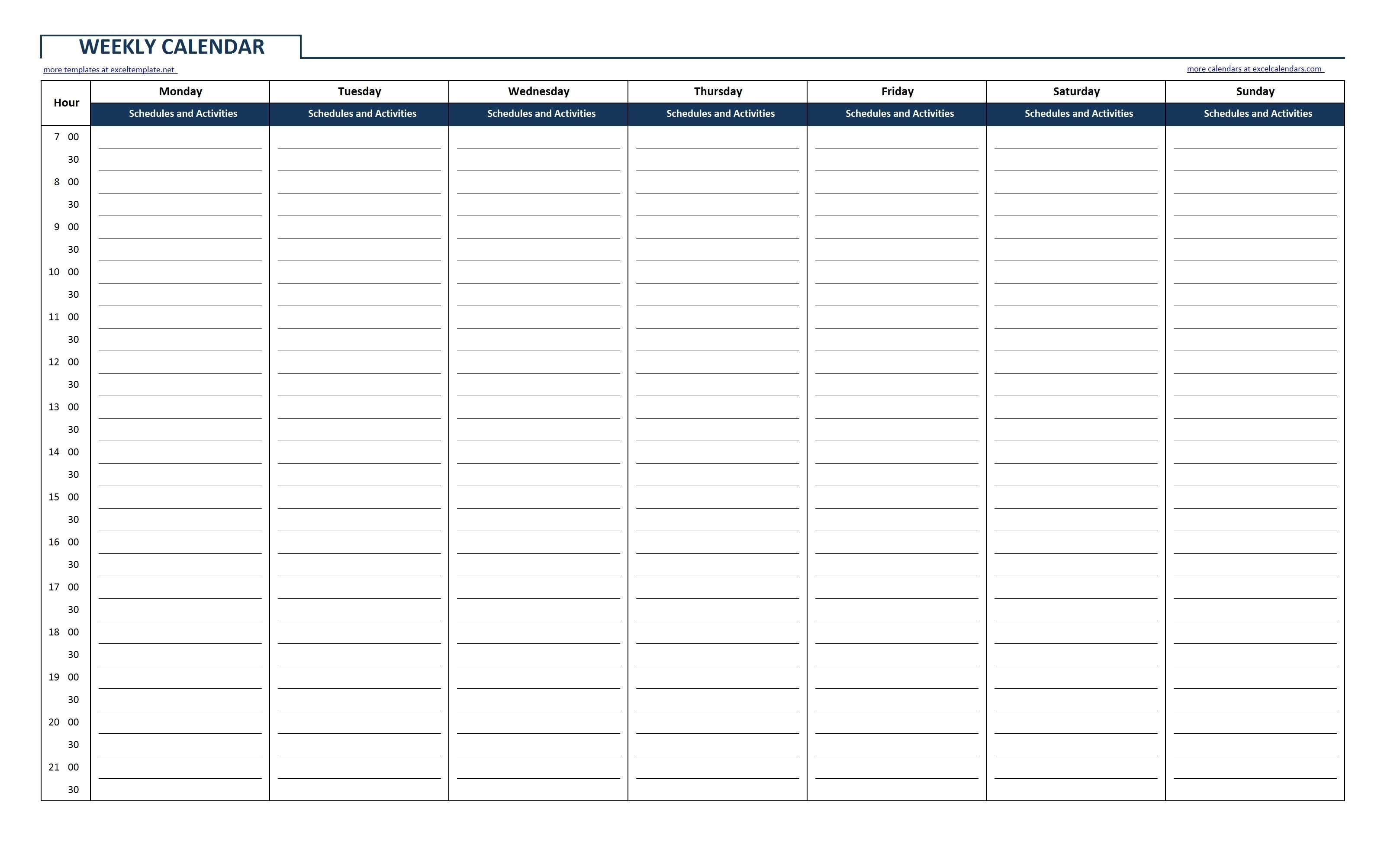 Weekly Planner/calendar 2020 Template In Pdf, Word &amp; Excel