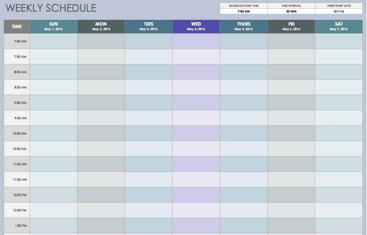 Weekly Schedule Sheets - Tunu.redmini.co