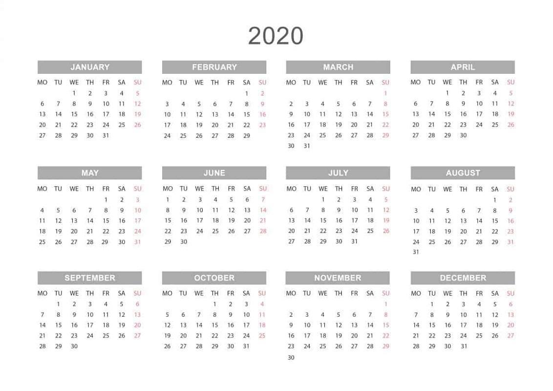 Yearly Calendar 2020 Printable Free For Agenda | Calendar