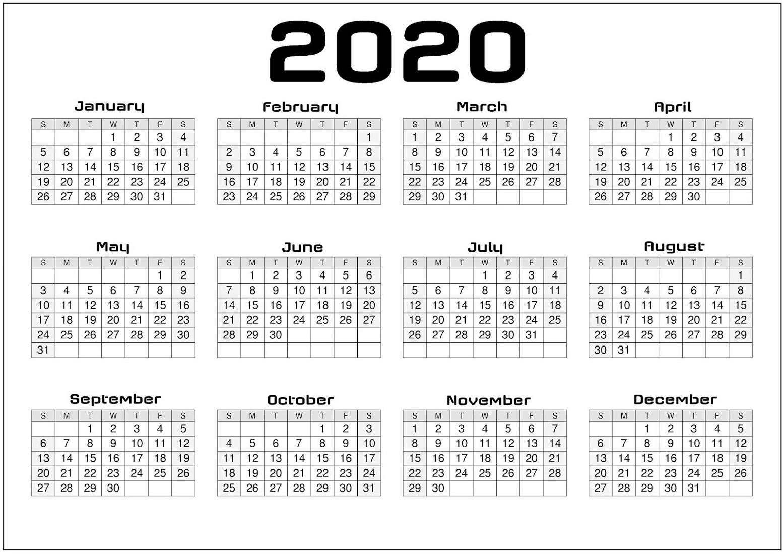 2020 Calendar Labs Template | Example Calendar Printable