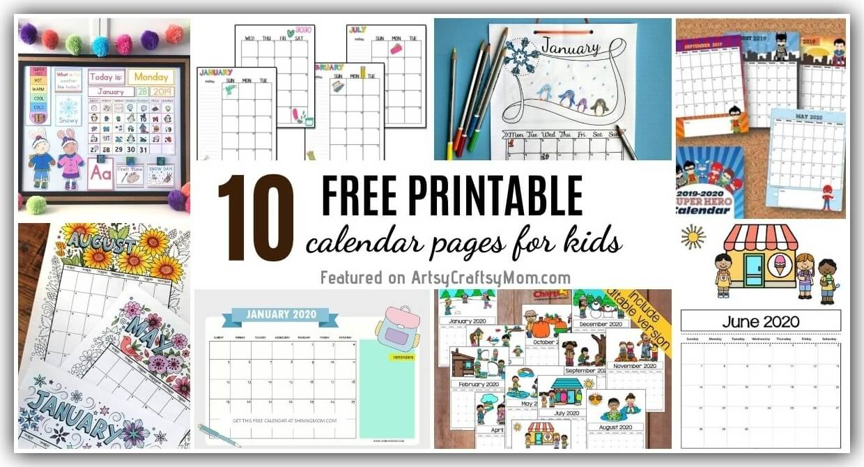 10 Free Printable Calendar Pages For Kids For 2020/2021