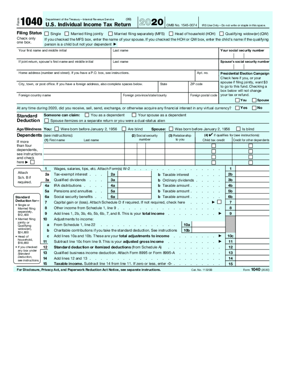 1040 Form - Fillable &amp; Printable In Pdf