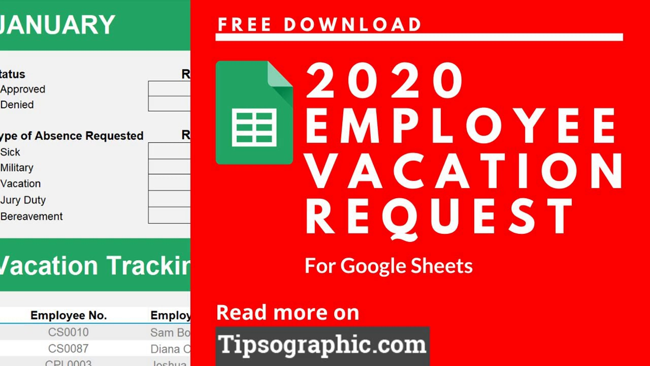 12-Month Employee Vacation Request For Excel With Calendar