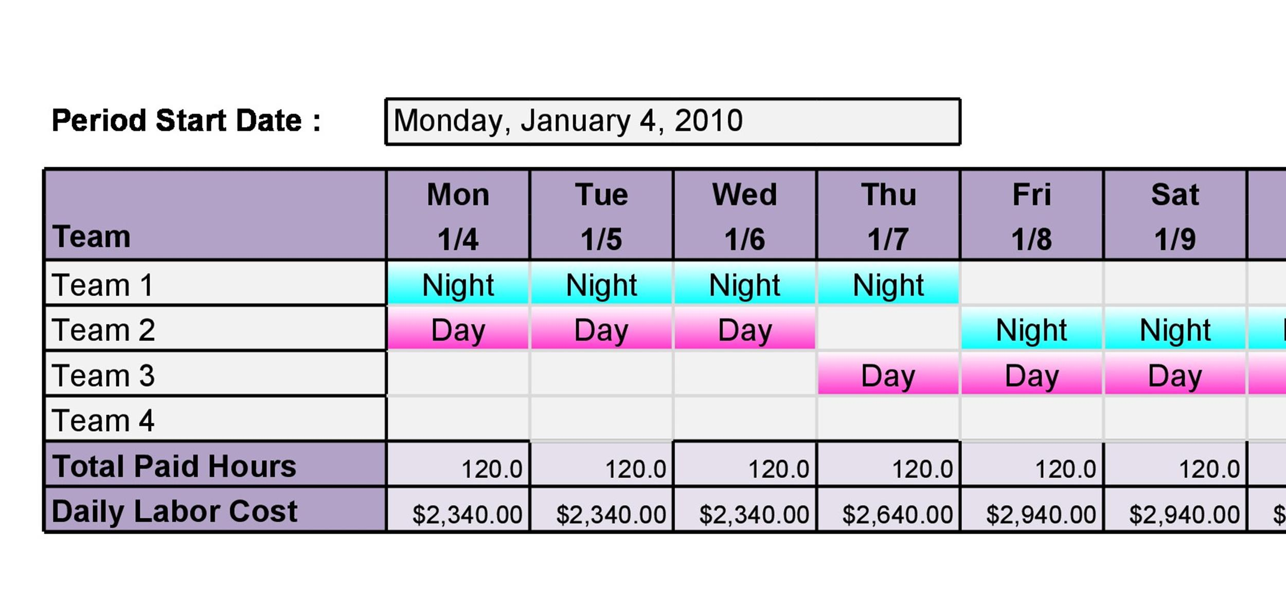 12 Hour Dupont Shift Schedule Excel | Example Calendar Printable