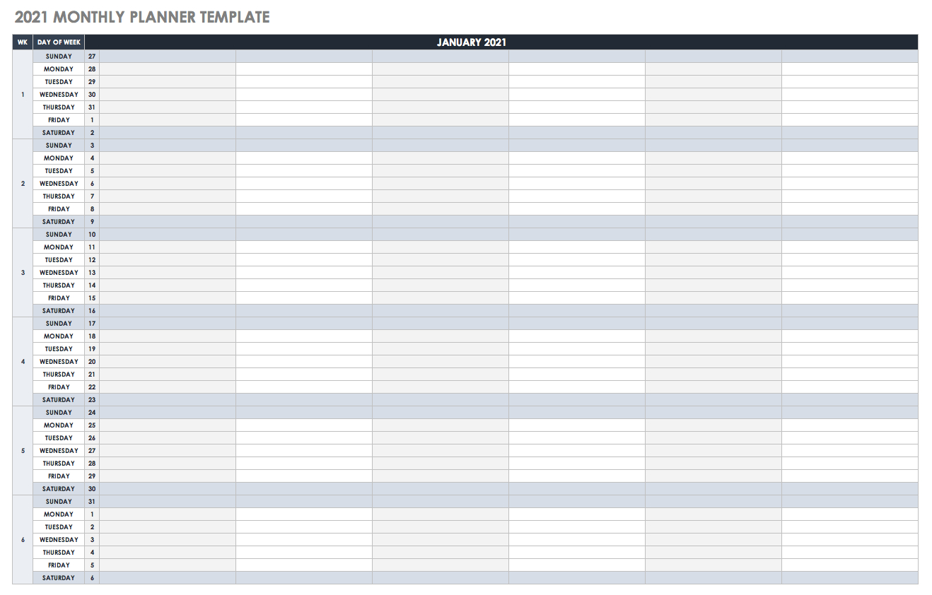 15 Free Monthly Calendar Templates | Smartsheet