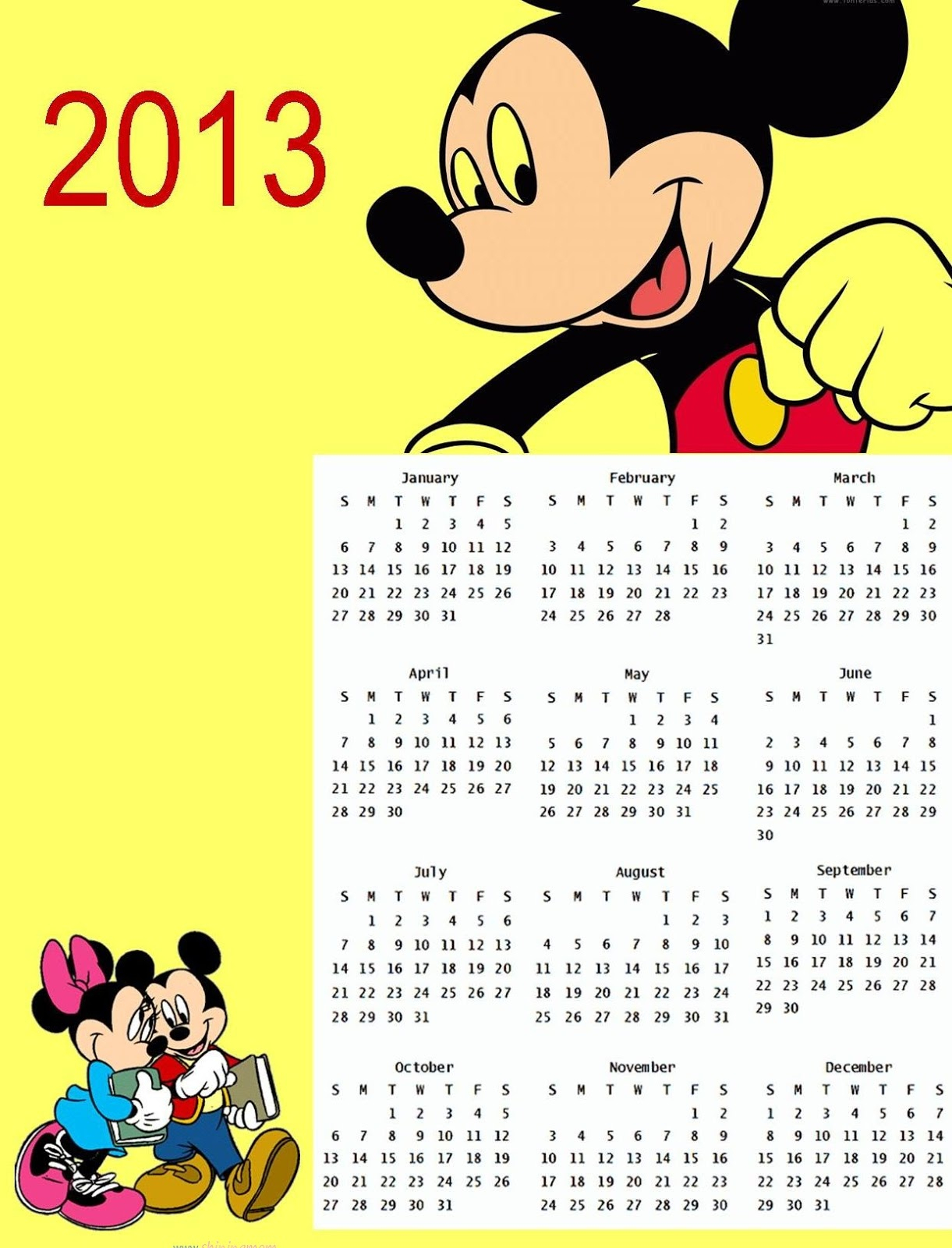 2013 Printable Disney Calendars For Your Kids