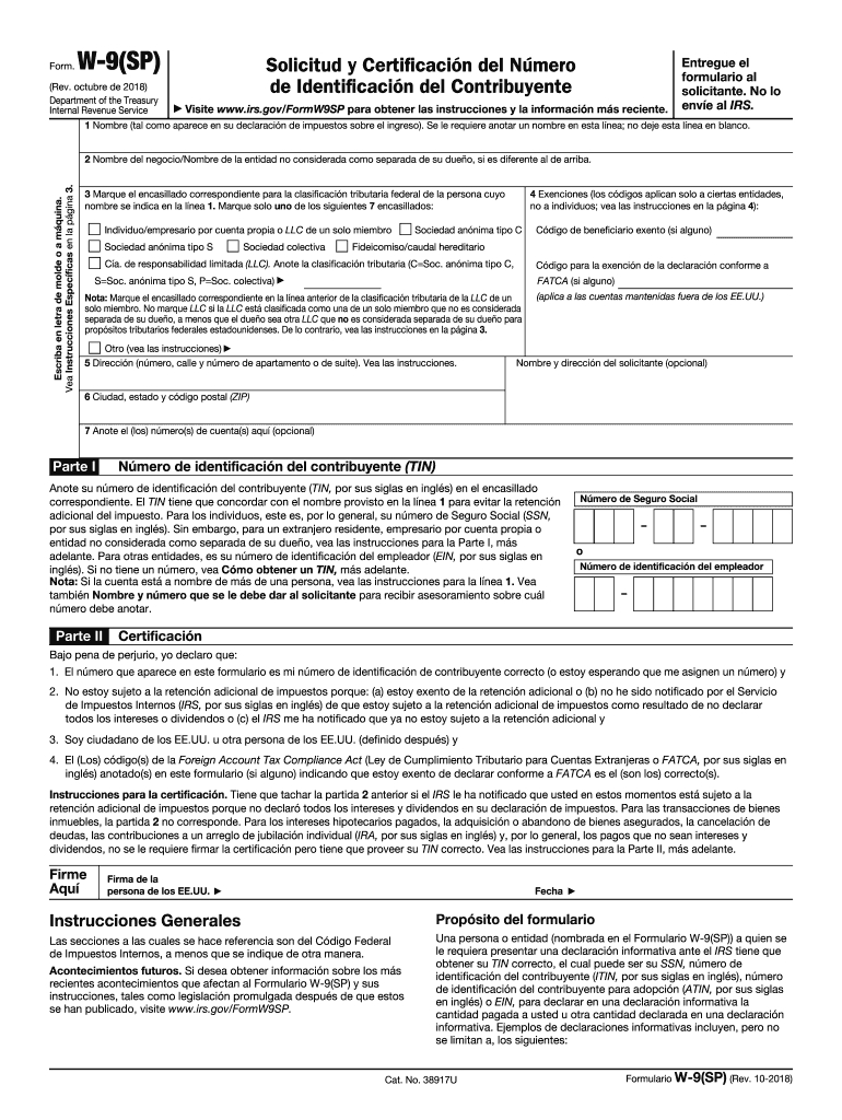 2018-2021 Form Irs W-9(Sp) Fill Online, Printable, Fillable