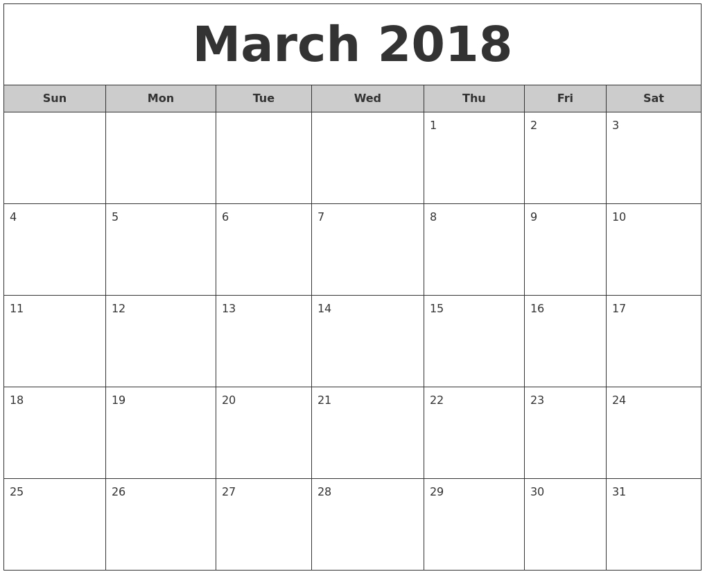 2018 Calendar Templates | Word, Excel &amp; Pdf Templates | Free