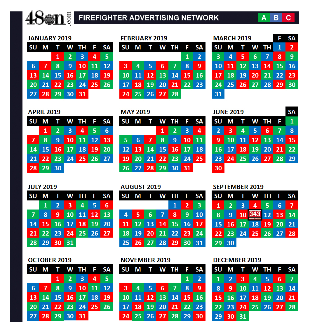 2019 Firefighter Shift Calendar – 48On – 48On