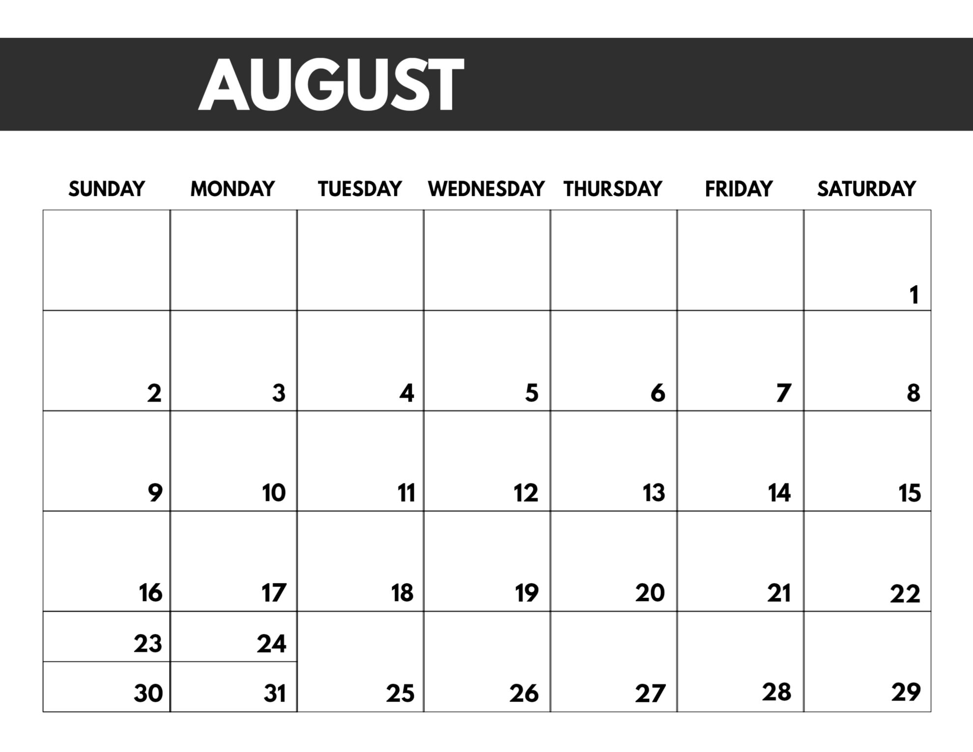 Free Printable Monthly Calendar Template Example Calendar Printable