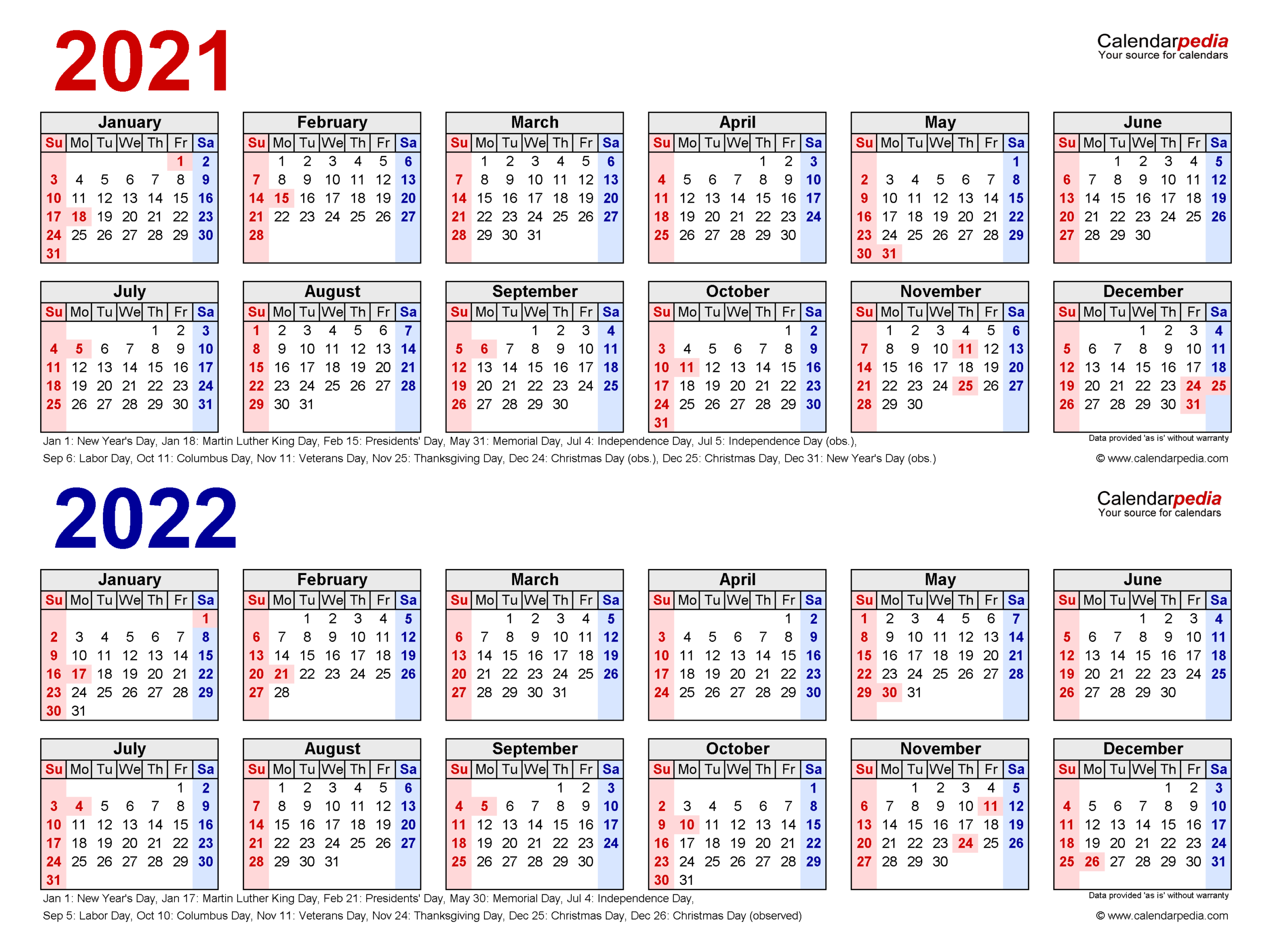 Calendar 2021 2021 2022 Free Printable