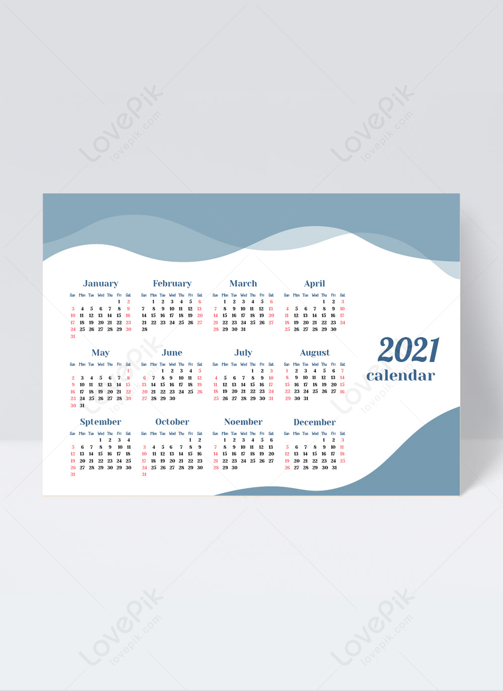 2021 Blue Stylish Business Calendar Template Image_Picture