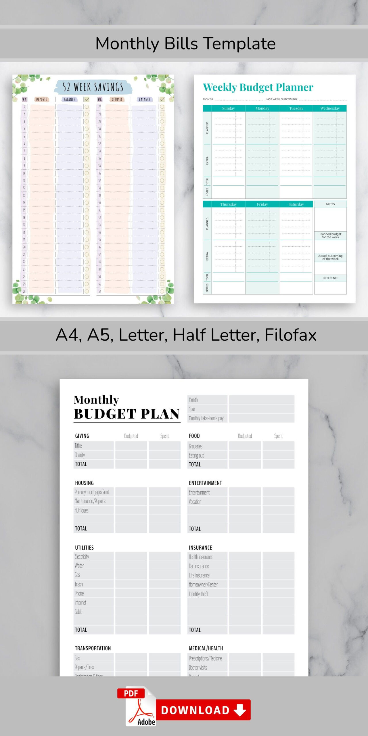 2021 Budget Planner Printable Template Collection Personal