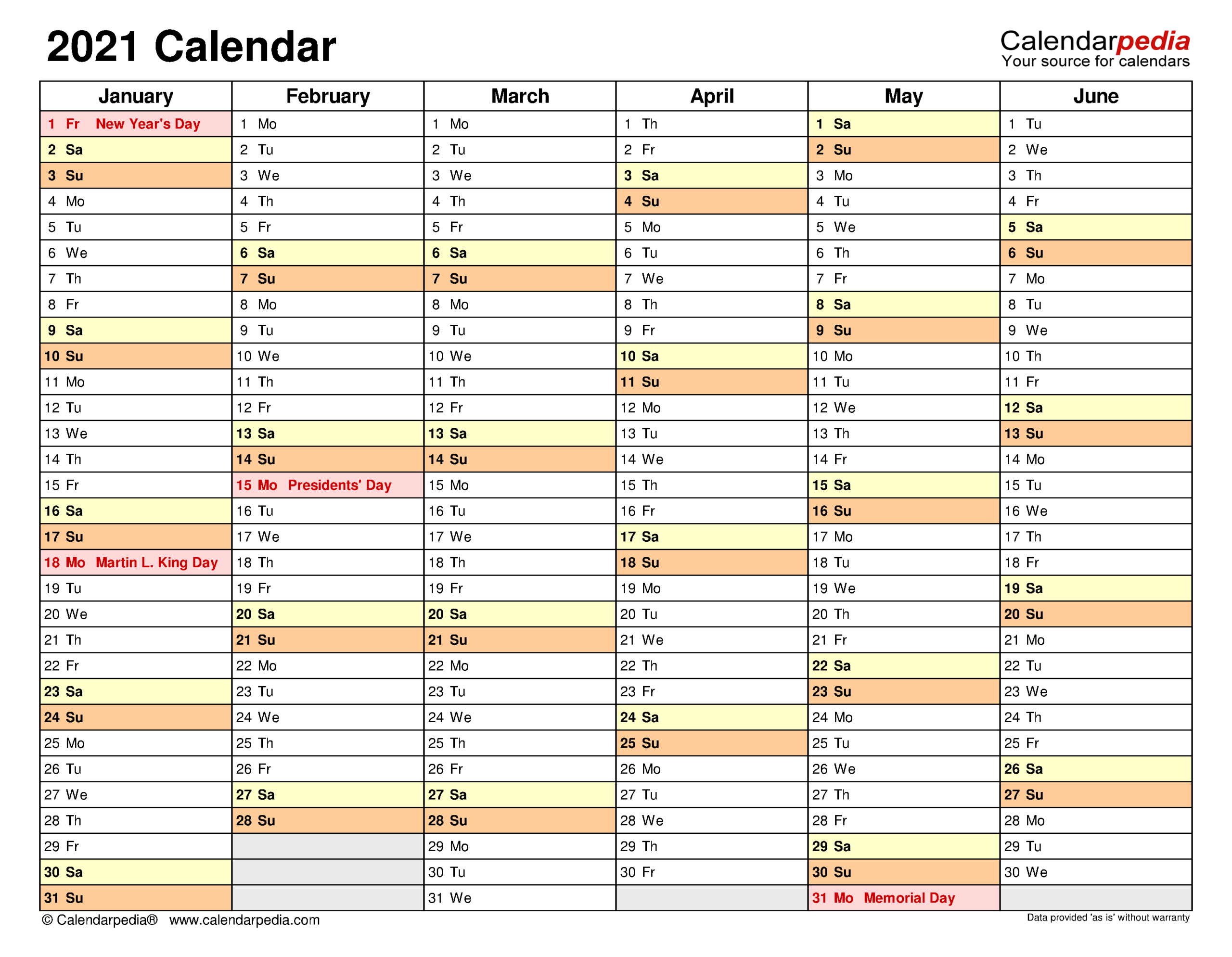 6 Month Calendar Excel