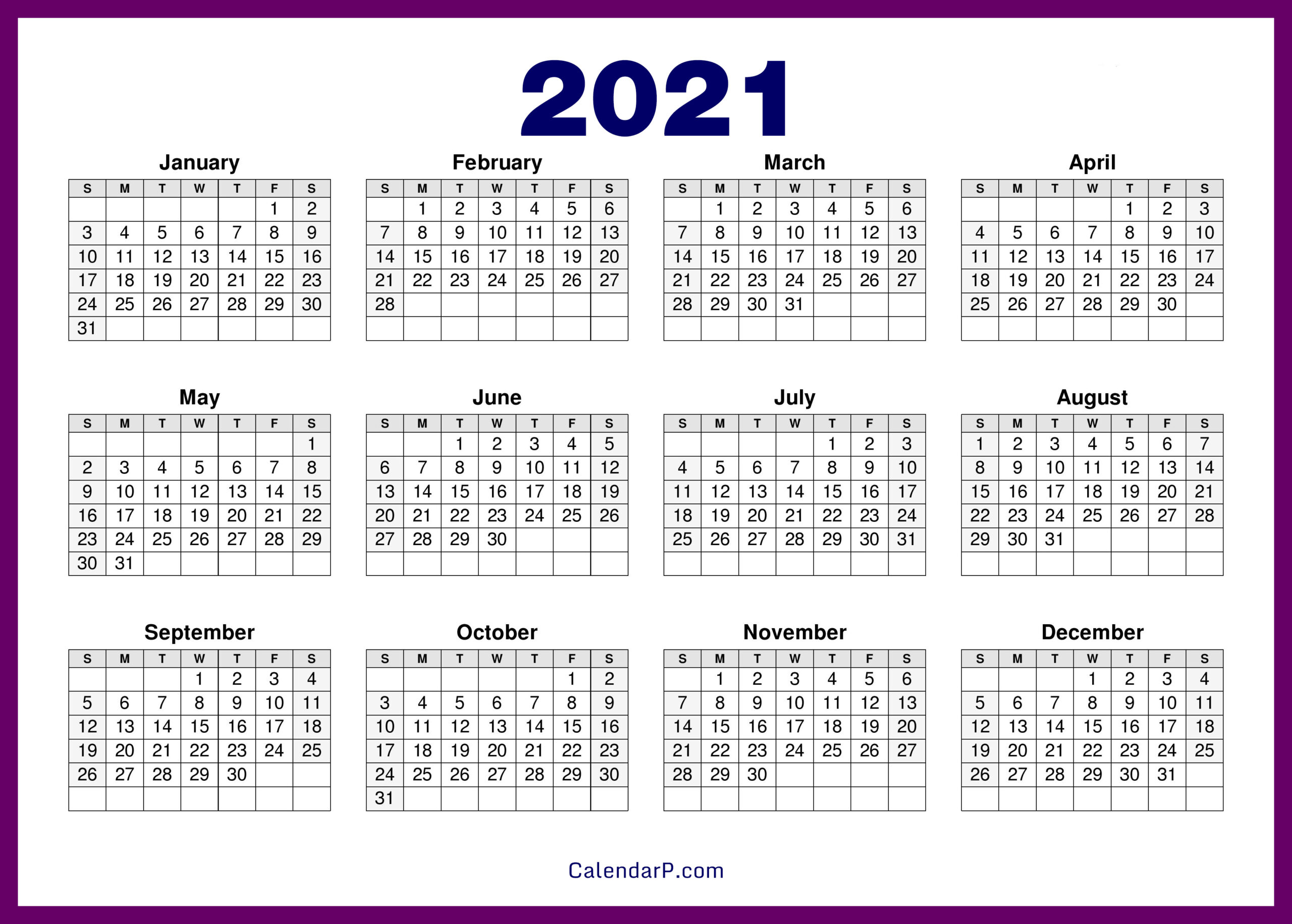 Free 2021 Calendar Printable | Example Calendar Printable