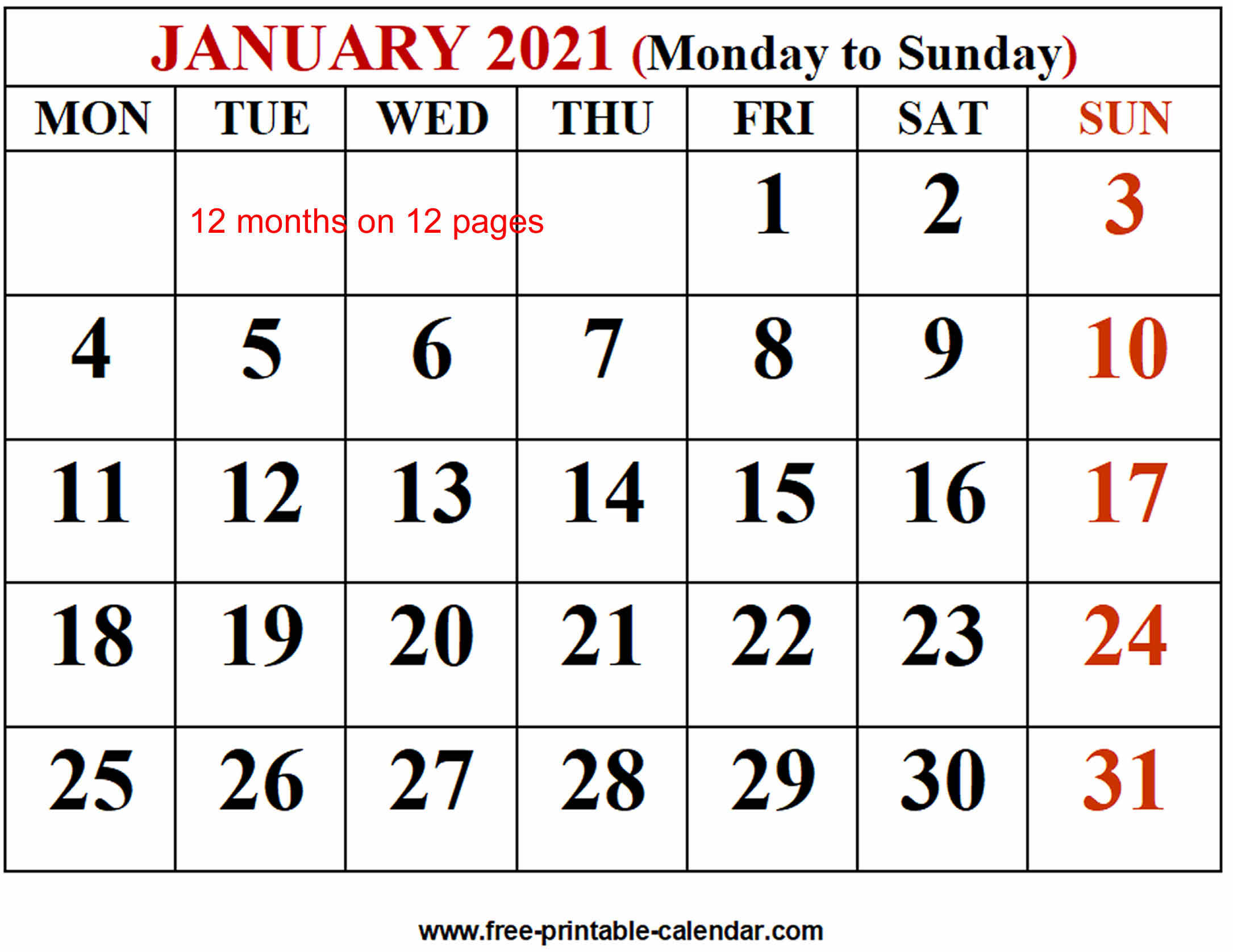 2021 Calendar Template - Free-Printable-Calendar