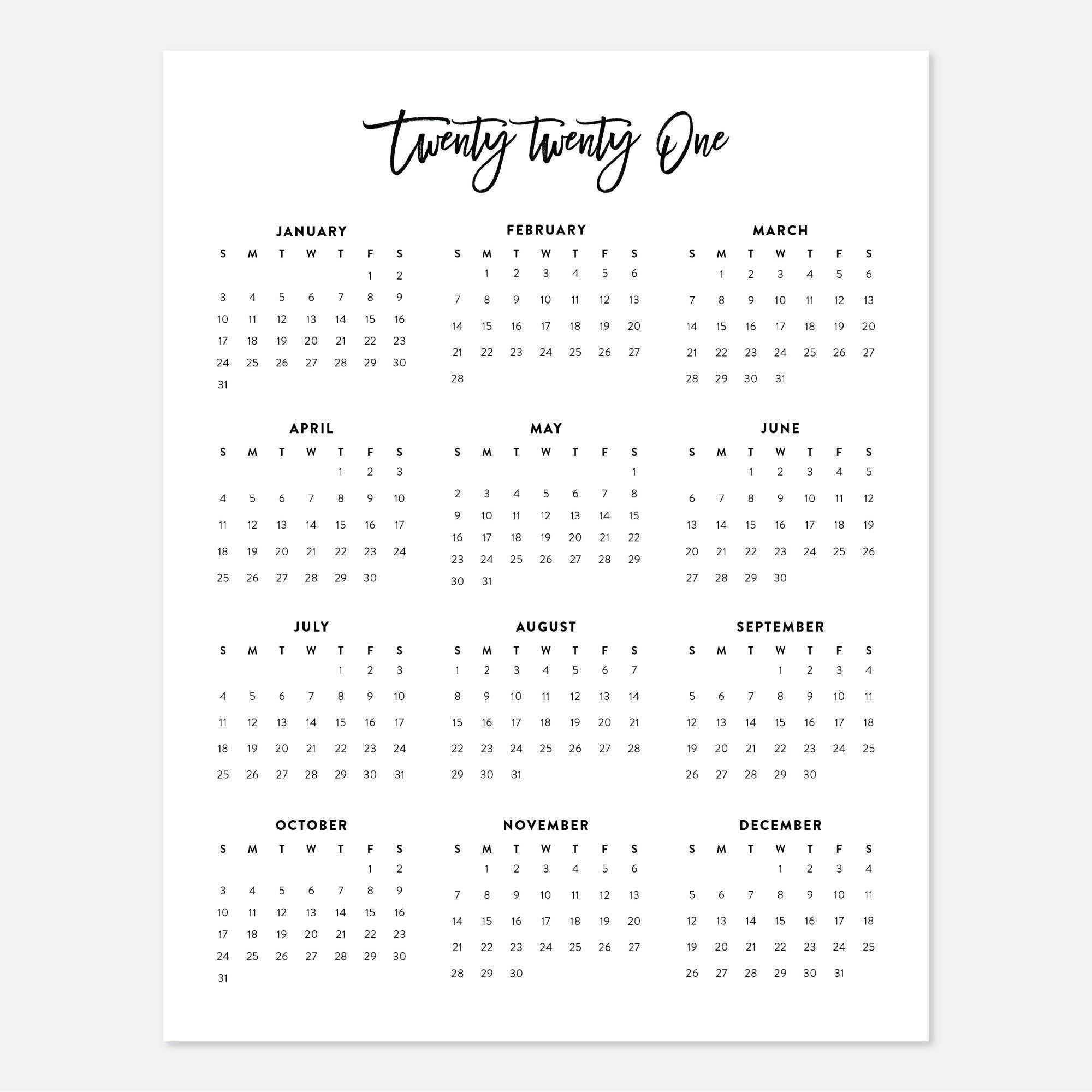 2021 Desk Calendar Printable Calendar 2021 Calendar Year