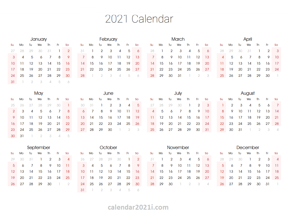 2021 Editable Yearly Calendar Templates In Ms Word, Excel