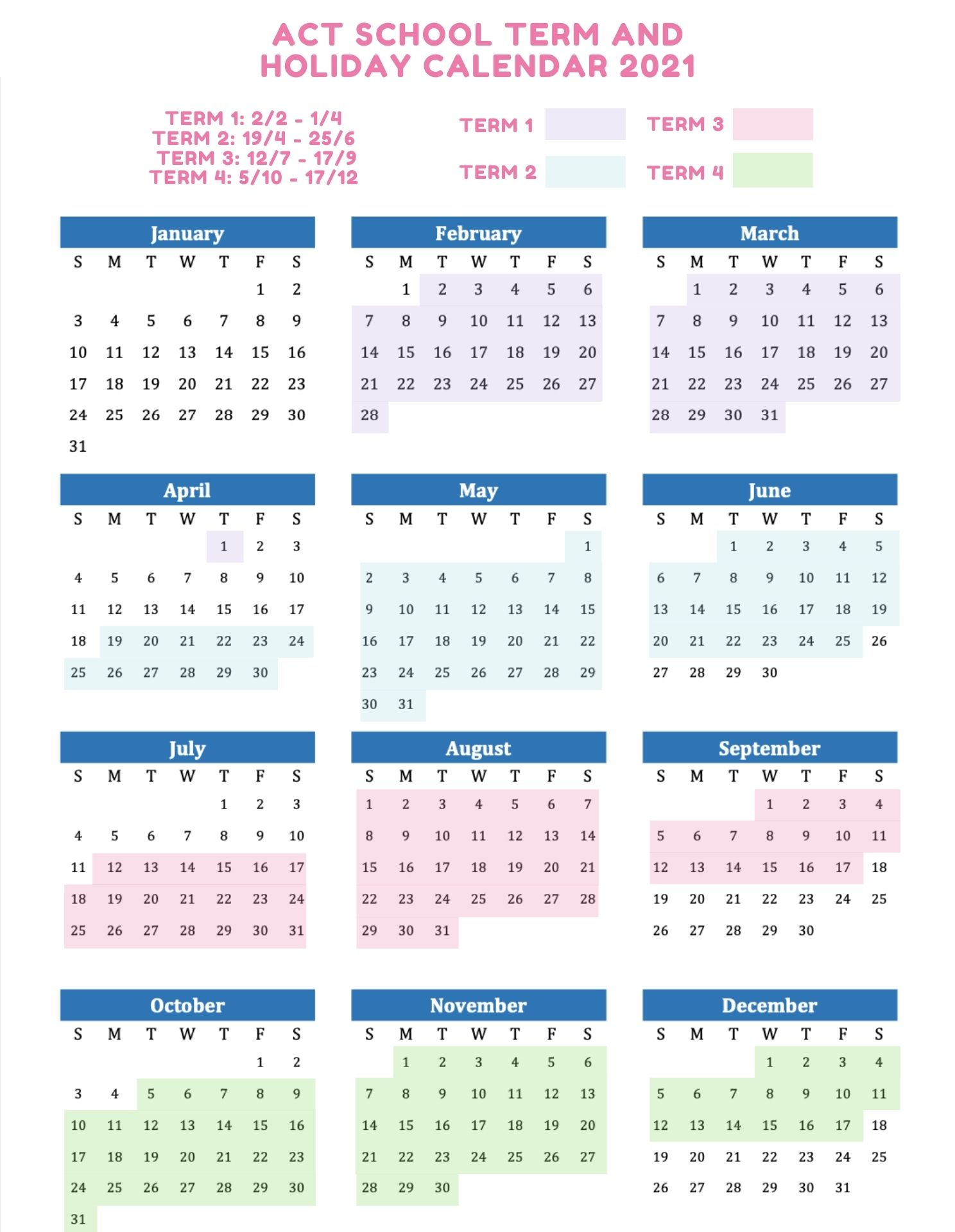 2021 School Holidays And Term Dates Australia