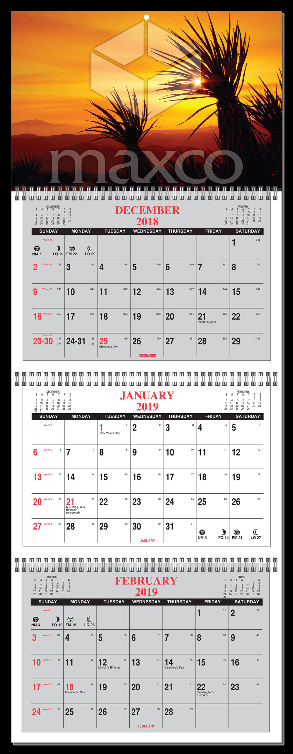 3 Month Calendar At A Glance (With Advertising)- 4 Panel With Numbered Weeks