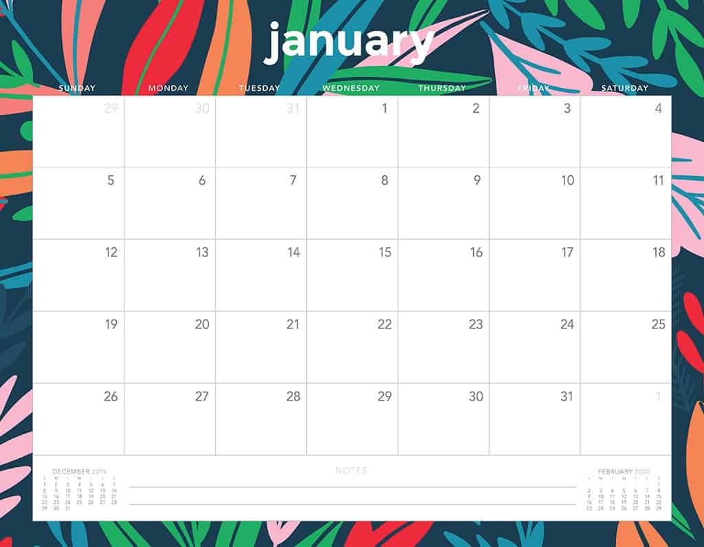 30 Minimalist January 2020 Calendars To Print