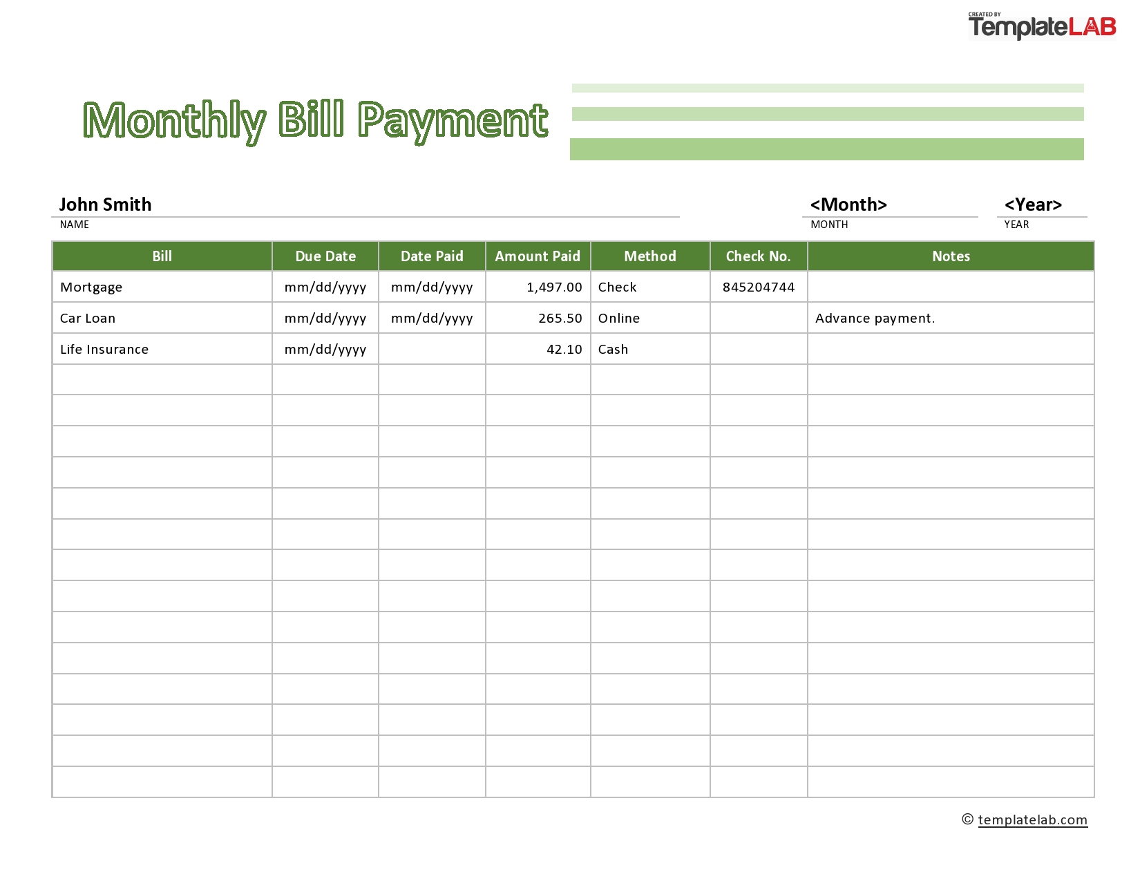 33 Free Bill Pay Checklists &amp; Bill Calendars (Pdf, Word &amp; Excel)