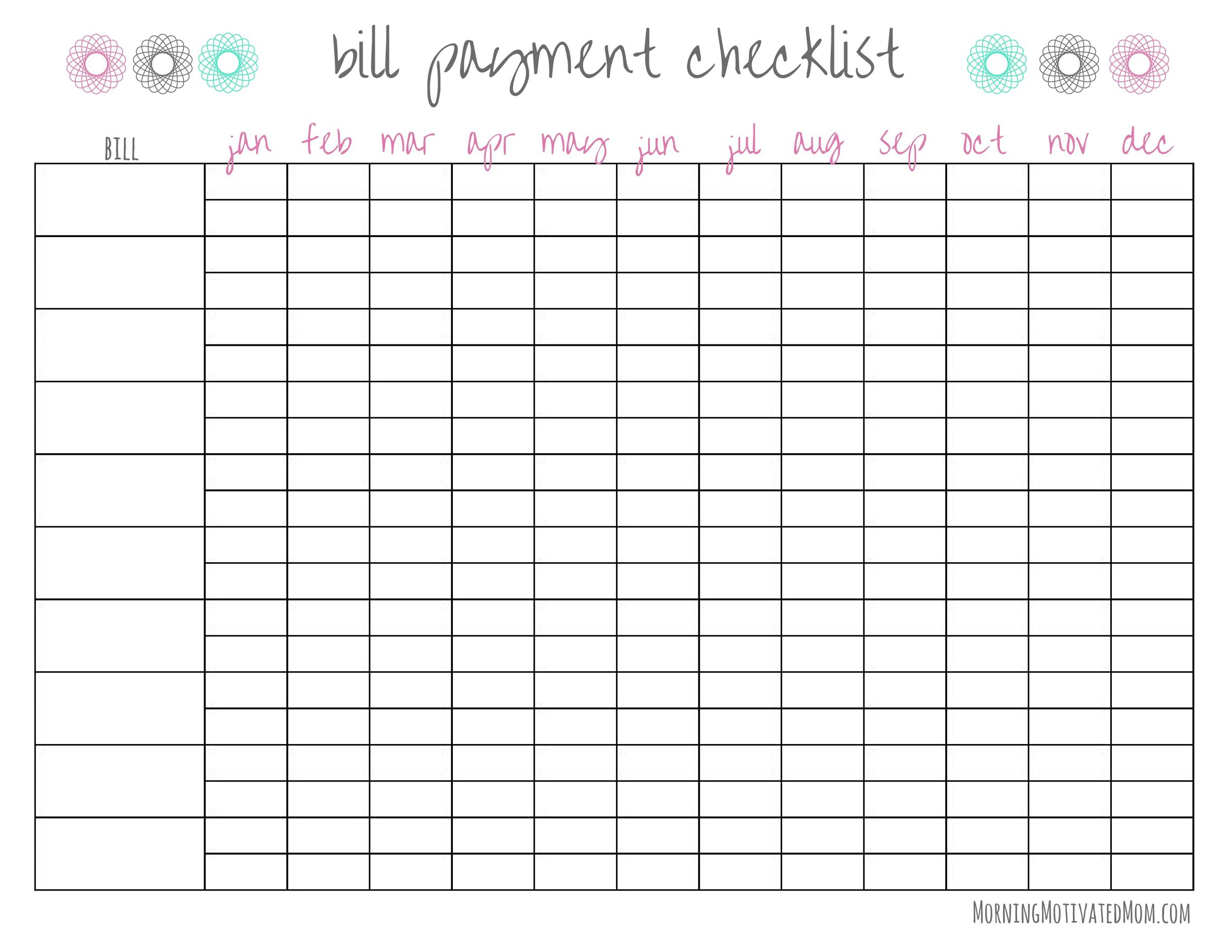 Free Weekly Bill Payment Template