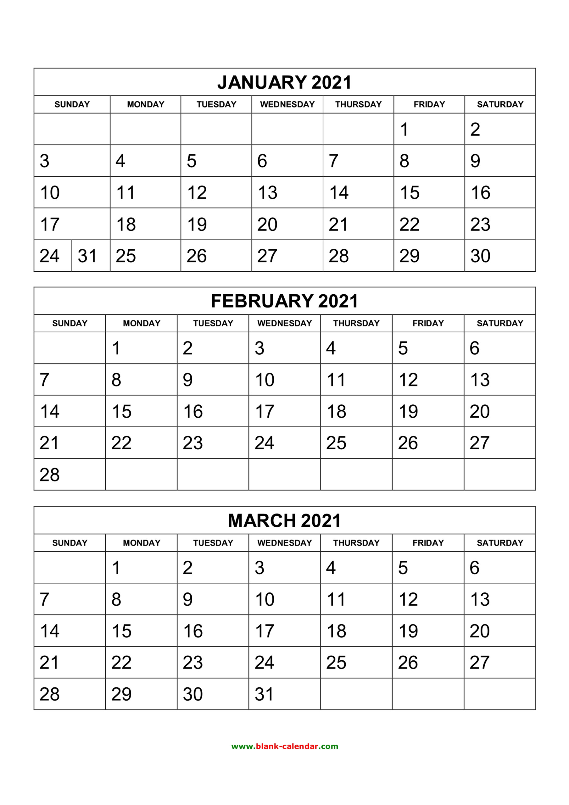 4 Month Printable Calendar 2021 | Free 2021 Printable Calendars
