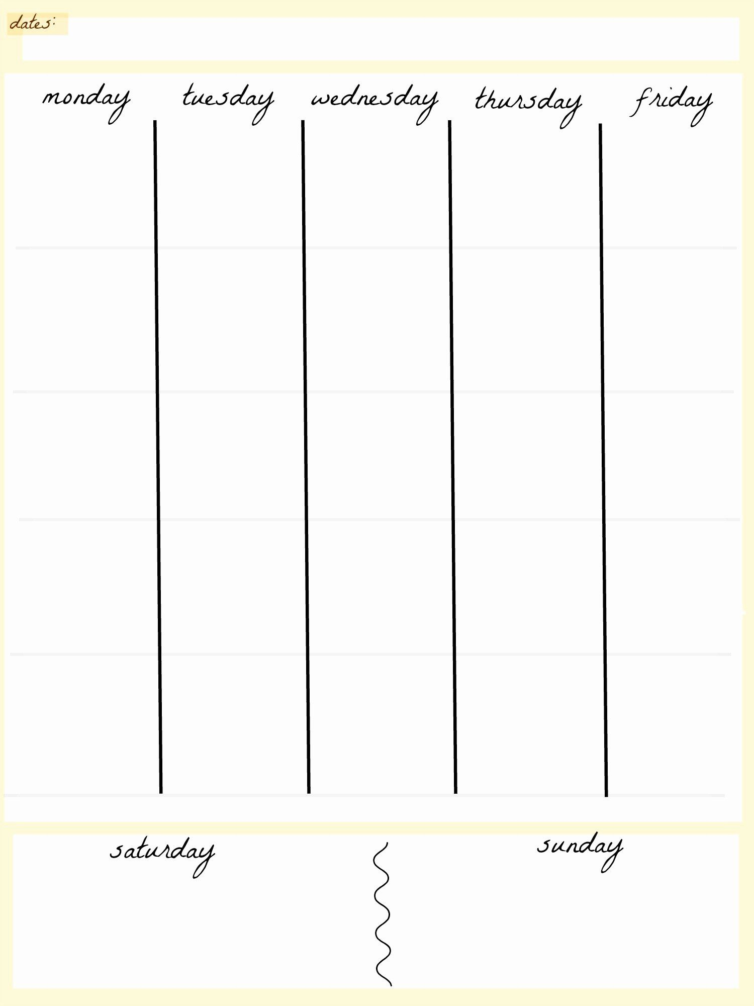 free printable 5 day work schedule