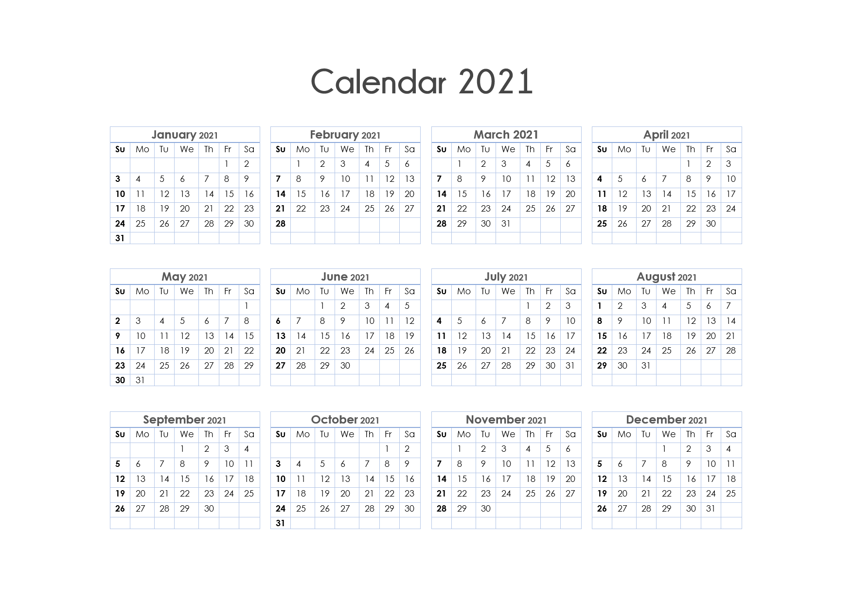 56+ Printable Calendar 2021 One Page, Us 2021 Calendar