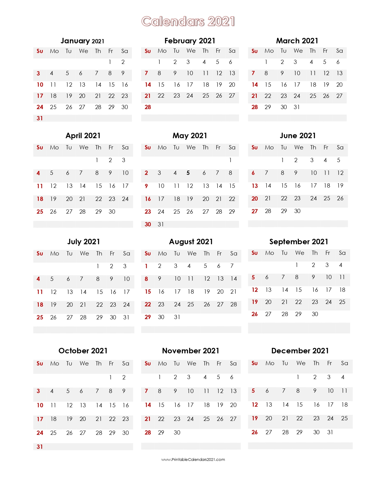 56+ Printable Calendar 2021 One Page, Us 2021 Calendar