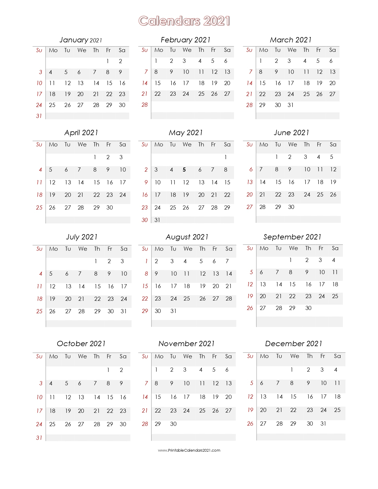 56+ Printable Calendar 2021 One Page, Us 2021 Calendar