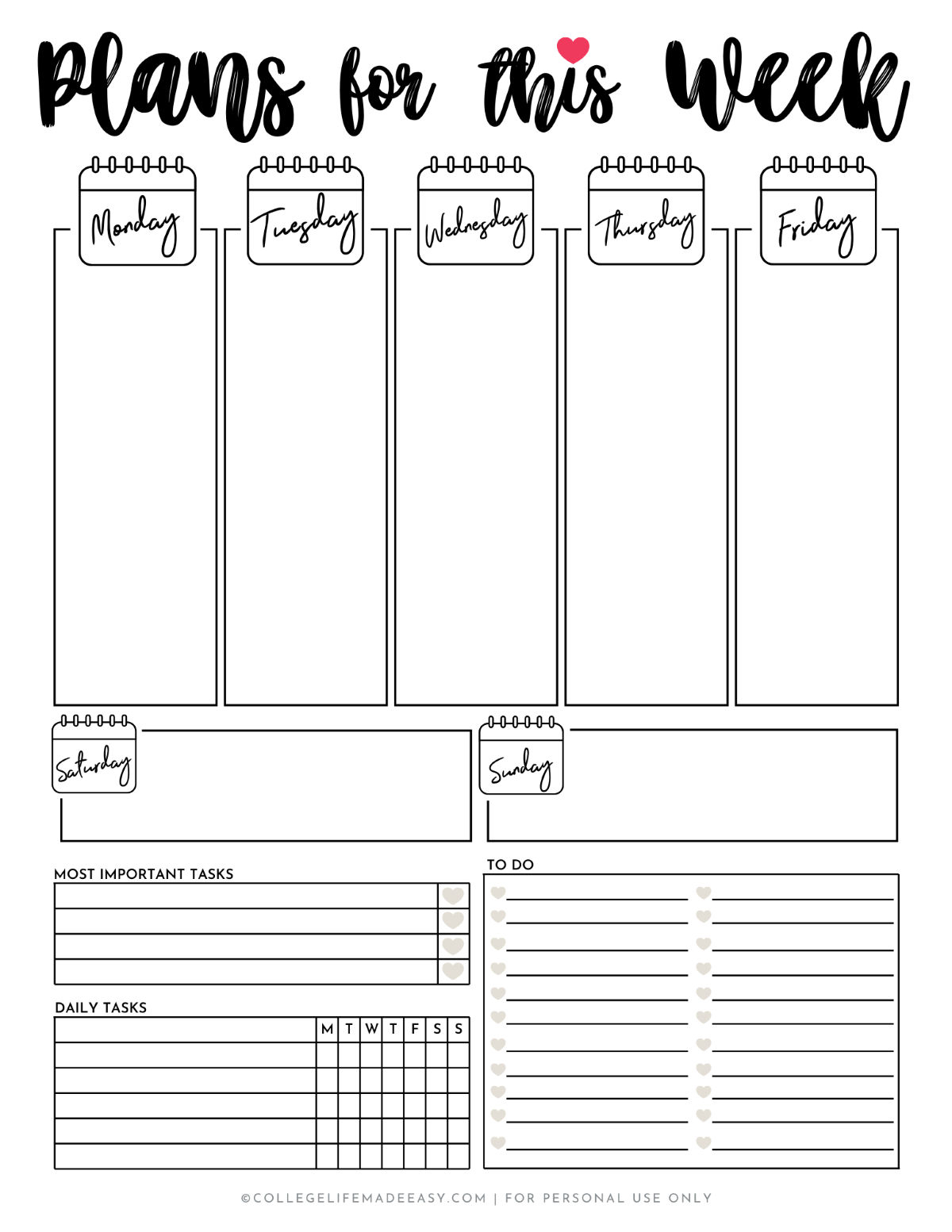 A Cute Printable Weekly Planner To Help You Tackle 2021