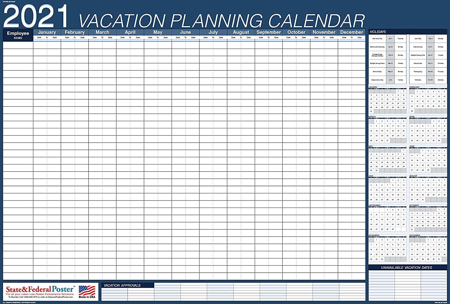 Vacation Calendar Template For Employees