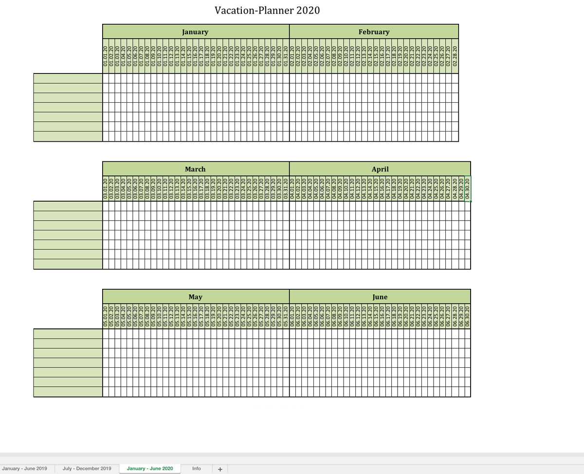 Annual Vacation Travel Spreadsheet Planner Templates Example