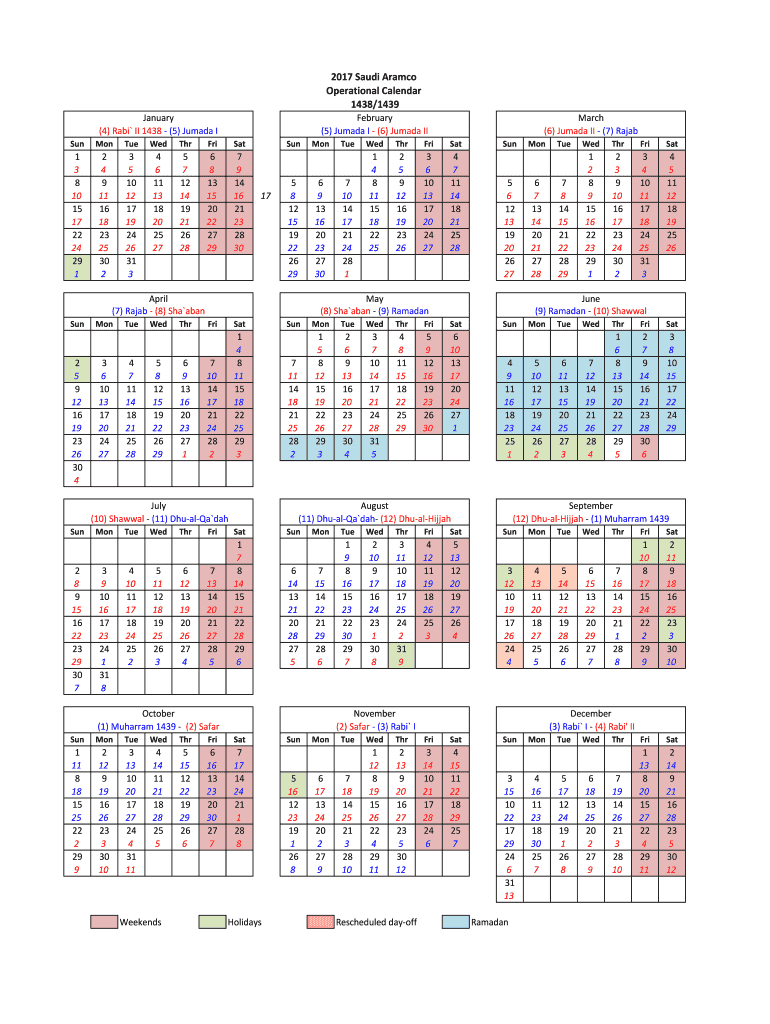 Aramco Calendar 2020 - Fill Online, Printable, Fillable